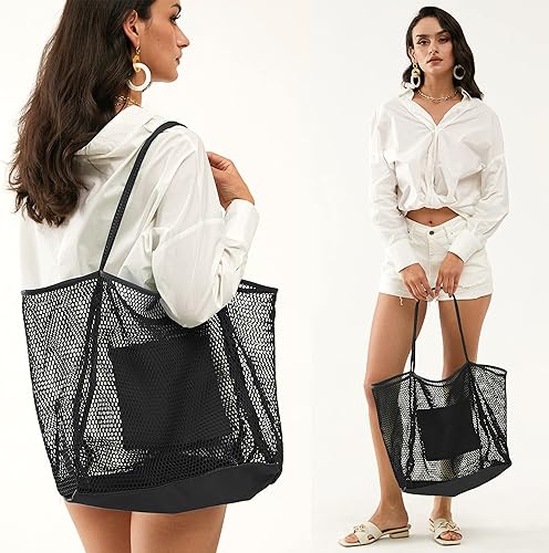 Mesh Beach Tote, Womens Shoulder Handbag, Beach Bag Mesh Beach Tote, Womens Shoulder Handbag, Beach Bag
